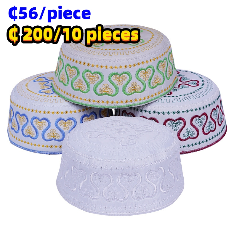Muslim male hat CRRshop free shipping Eid al Fitr hot sale Muslim Premium White Embroidered Worship Hat Men's Light Hat 