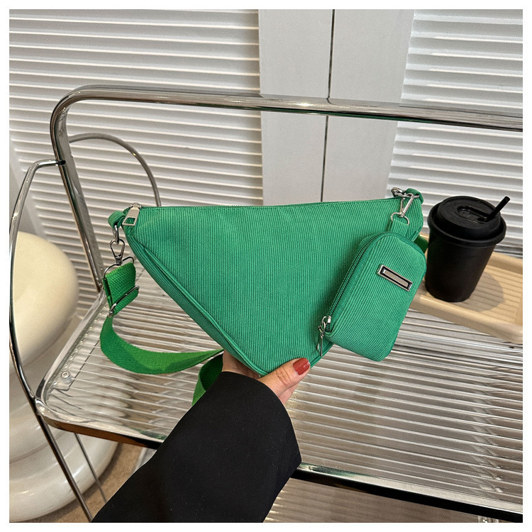 8278-HJ Women's New Simple and Lightweight Triangle Bag Soft Face Zipper Cross-Body Bag