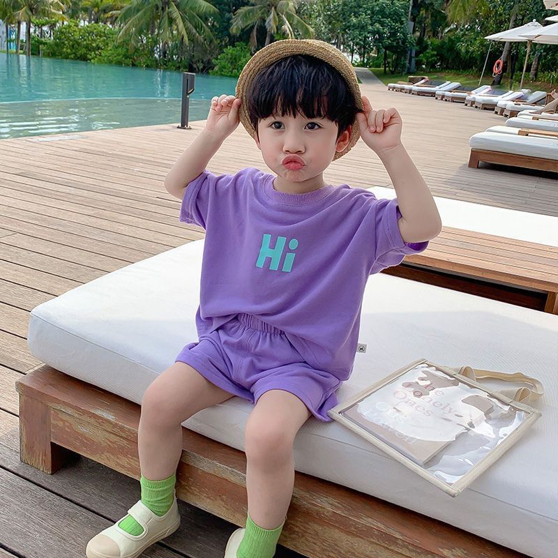 Boys summer suits 2025 new stylish baby summer short-sleeved children's summer children's clothes summer style