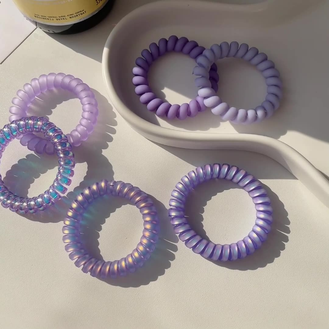 X9265 2pcs Telephone Line Coil Wire Spiral Hair Tie