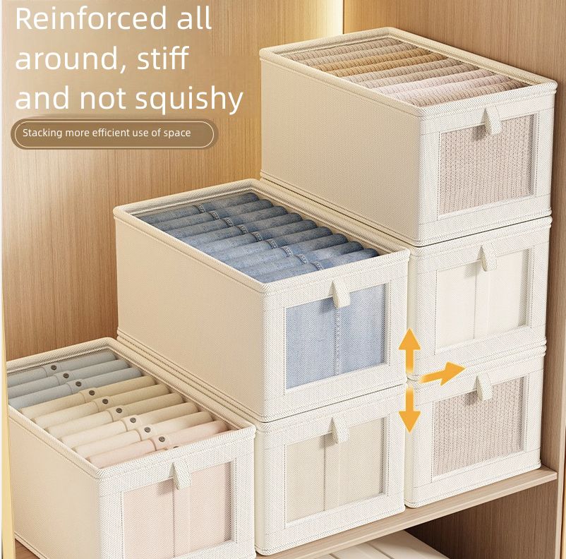 Oxford Cloth Window Visible Clothing with Lid Storage Box Household Clothing Fabric Storage Box Large Organizing Artifact Box Home Storage Organization Baskets Bins Containers Lidded Storage Bins