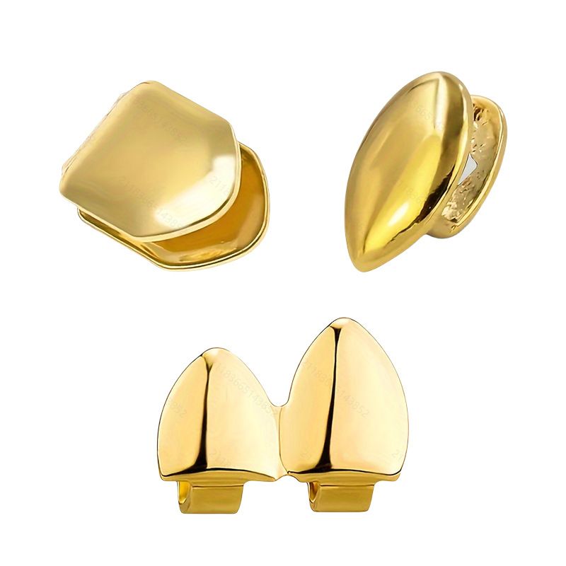 Simple glossy gold, silver and rose gold 3-piece grillz teeth grillz hip-hop grillz gold grillz silver griilz rose gold grillz gold teeth silver teeth rose gold teethgold set