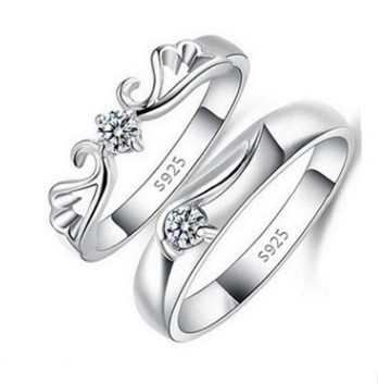 TL-075 925 Sterling Silver Couple Rings, Opening Adjustable Eternity Promise Engagement Wedding Statement Rings Simple Jewelry Gifts for Women Girls Men BFF