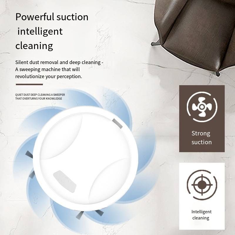 Smart Sweeping Robot, Office Automatic Cleaning USB Charging Vacuum Mop, 3-in-1 Sweeping Suction Mopping Machine, Hands-Free Floor Cleaner for Office & Home