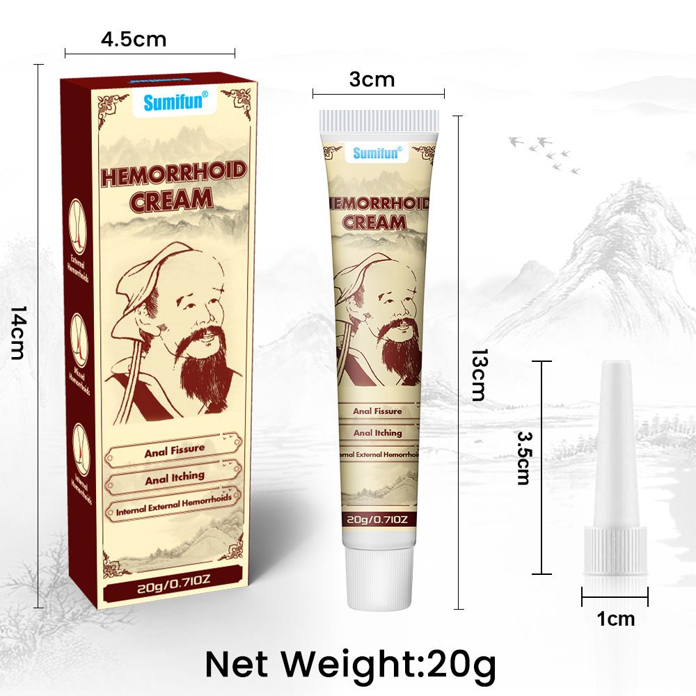 Sumifun Hemorrhoid Care Cream, Natural Herbal Piles Ointment, External & Internal Hemorrhoid Treatment with Applicator, Soothes Pain, Itching, Swelling & Anal Fissure
