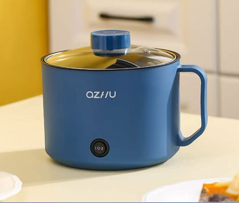 Electric Hot Pot,1.8L Household Rapid Noodles Cooker, Electric Cooker,Multifunctional Cooking Pot，Frying Pan,Mini Steamer,Non-Stick Casserole，Mini Multi-Cooker for Pasta Noodles, Soup, Boiled Eggs, Vegetables, Meat Blue