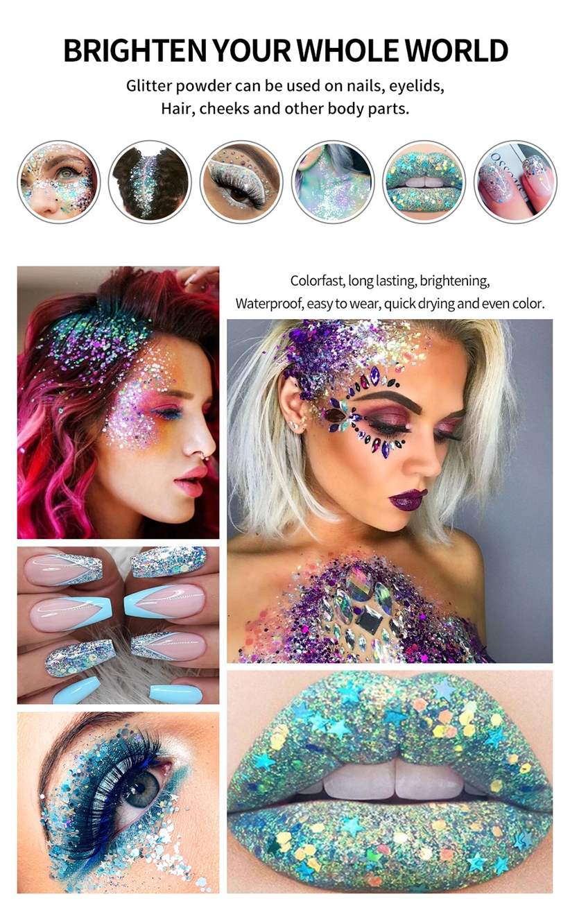 Cross border beauty dazzle stage makeup glitter eye shadow liquid face body sequin gel liquid eye shadow makeup