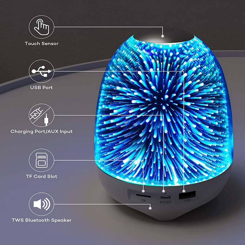 LAGPOUSI Night Light Bluetooth Speaker, 3D Glass Touch Control Bedside Table Lamp 7-Color LED Portable Wireless Speakers, Kids Night Light with Bluetooth Speaker, 3 Brightness Levels, Color Changing RGB, Adjustable Bedside Lamps with Touch Control for BedroomRechargeable Table Lamp, Best Gift for Adult, Teens, Kids, Boys and Girls