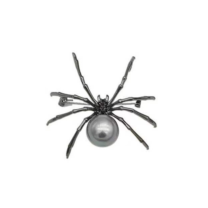 X010 halloween spider brooch polished mother-of-pearl body head crystal for female halloween costume party decoration accessories gift