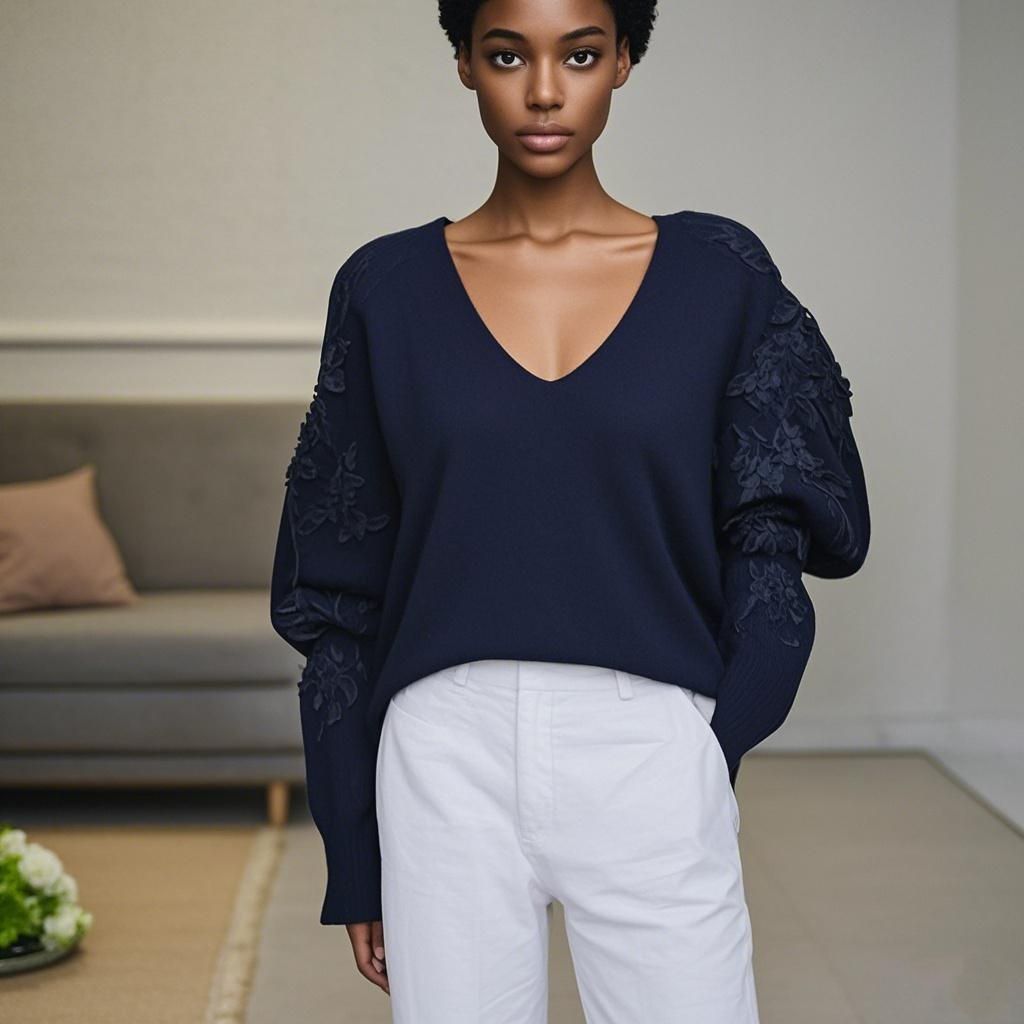 Wool knit Sweater Round Neck Women's Sweater