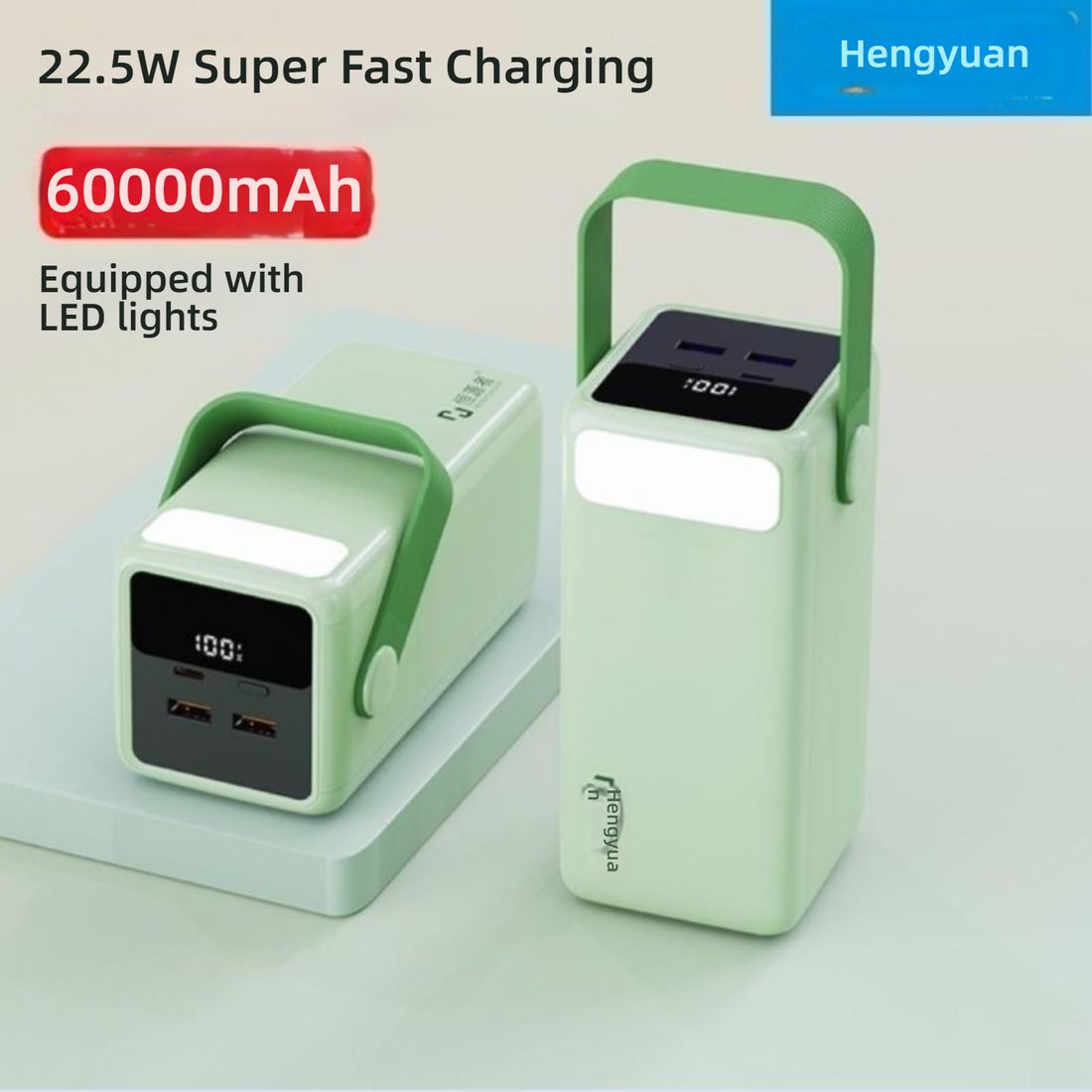 60000mAh two-way fast charging power bank with camping lightUltra-large capacity outdoor mobile power supply, suitable for live streaming and camping
