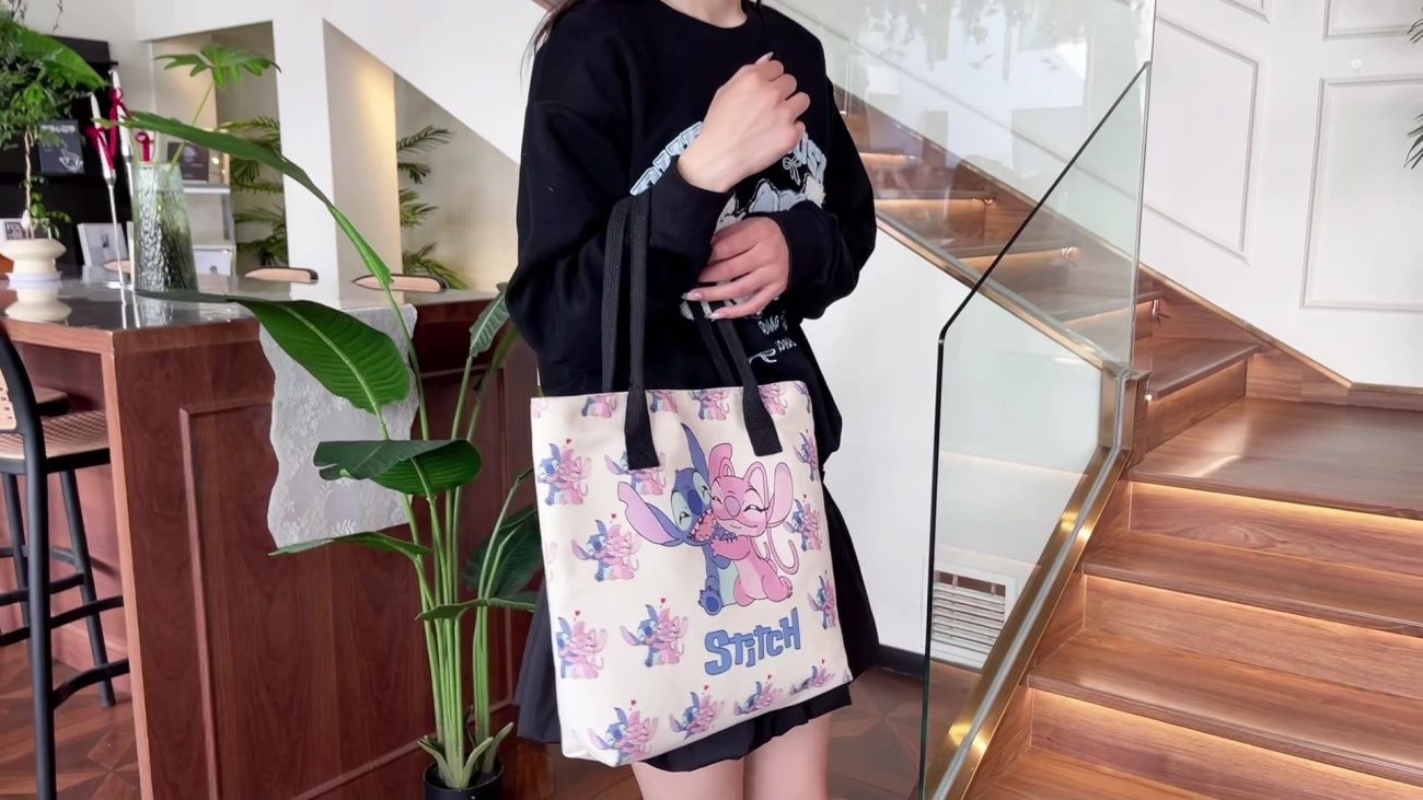 MISS DG Stitch bag shoulder bag large capacity tote bag cartoon cartoon Stitch cute ladies travel bag
