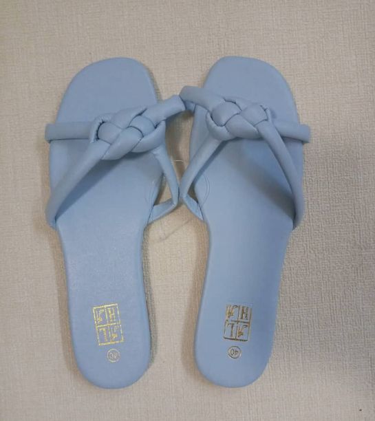 Slippers 2024 girl trendy fashion flat sandals chinelos custom logo new styles slippers for women-BLUE