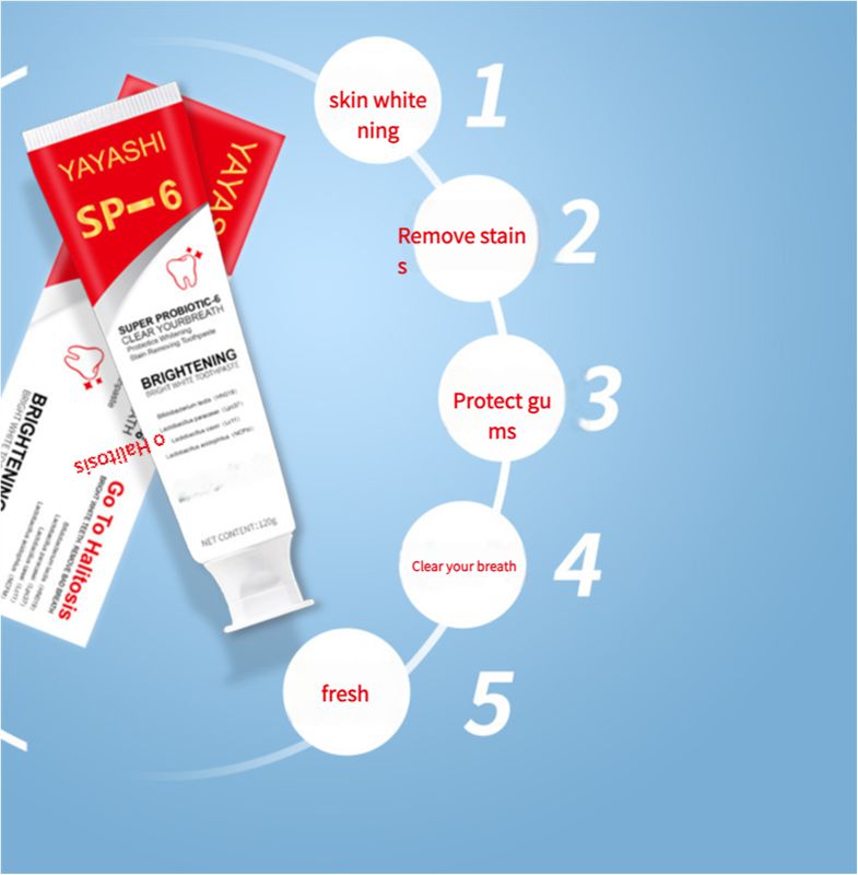 SP-6 Probiotics Whitening and Staining Toothpaste Freshens Breath and Improves Yellow Teeth 120g