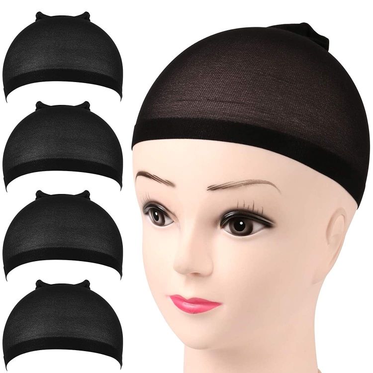 2 pcs Wig hairnet Lace wig hat High elastic stockings and mesh caps Wig Cap CRRSHOP Wig Cap black Light apricot color