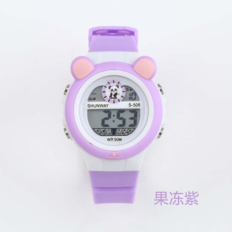 New stock panda cartoon children's electronic watch student party waterproof night light multifunctional alarm clock electronic watch