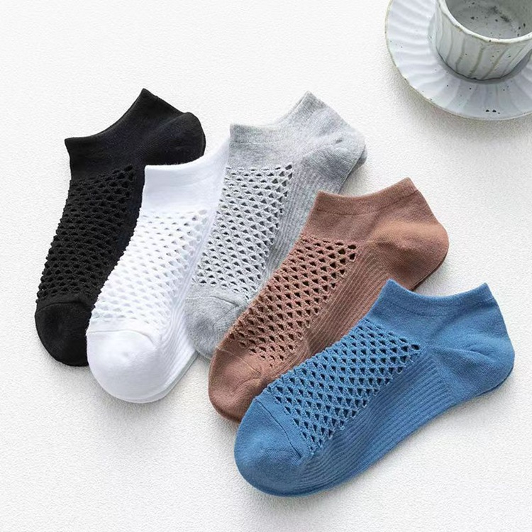 20 pcs/10 pairs Men's Boat Socks Sweat-Absorbing Breathable Short Ankle Socks Mesh Deodorant Summer Socks For Men