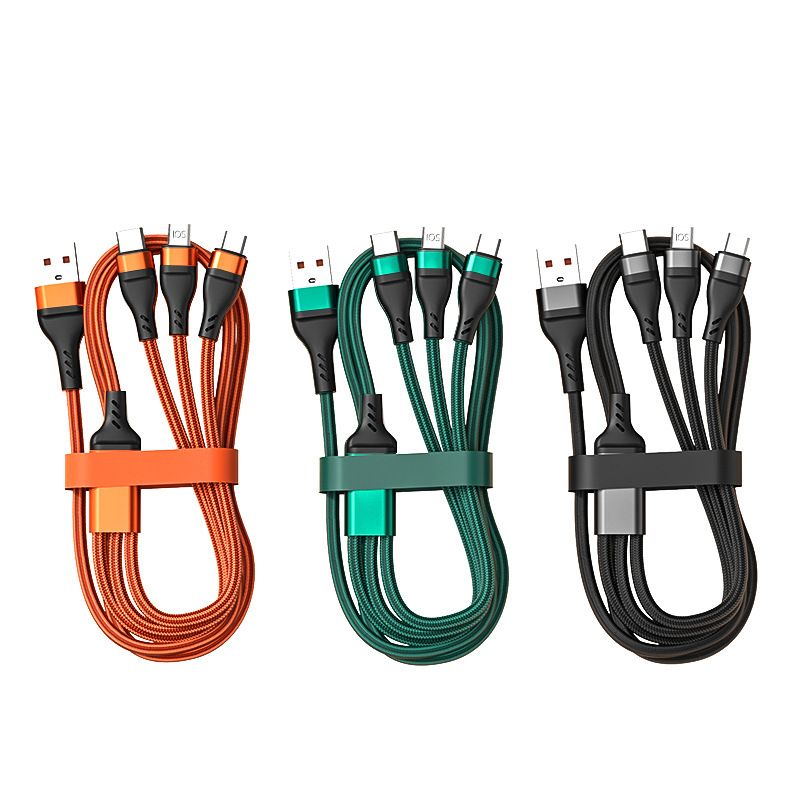 Usb Data Cables Usb Charging Cables Usb Cable Type C 100W Fishing Net Weaving One To Three Suitable for Android Huawei Apple 3-In-1 6A Fast Charging Data Cable