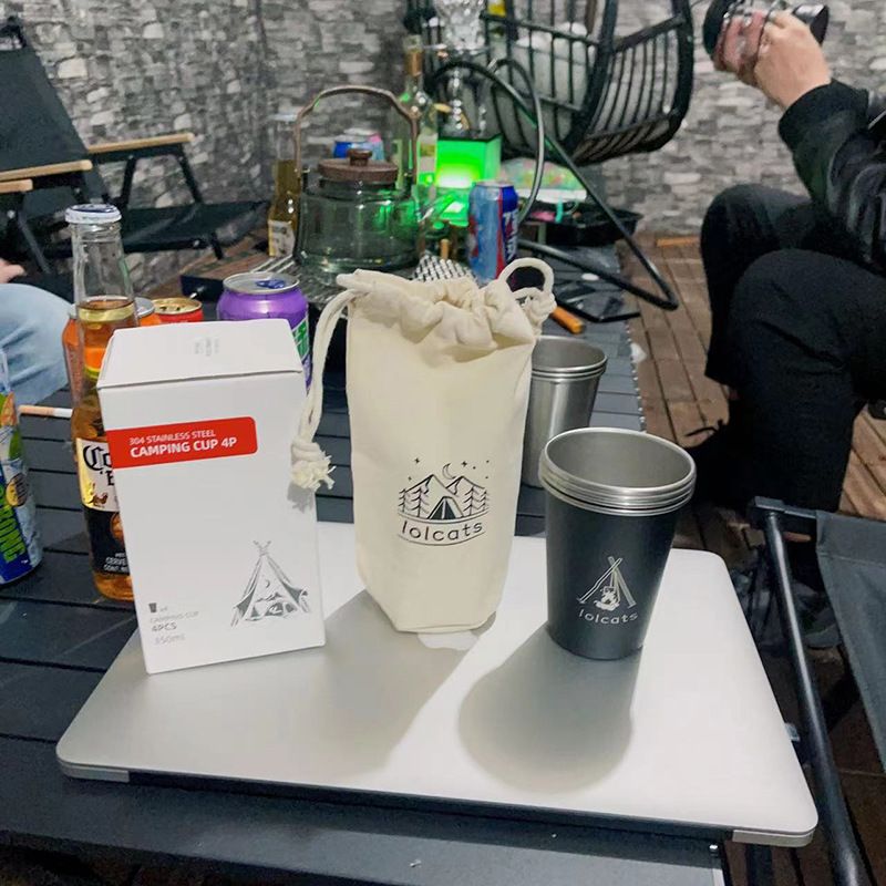 Xiaomi - style 304 stainless - steel camping coffee and beer cup set, travel - portable, suitable for camping, with a drop - resistant water cup