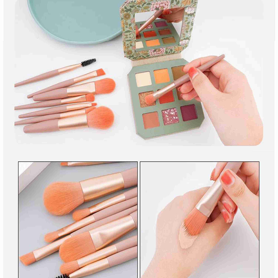 8 Mini Makeup Brushes Set Eye Shadow Brush Concealer Powder Brush Portable Soft Bristle Brush Set Beauty Tools
