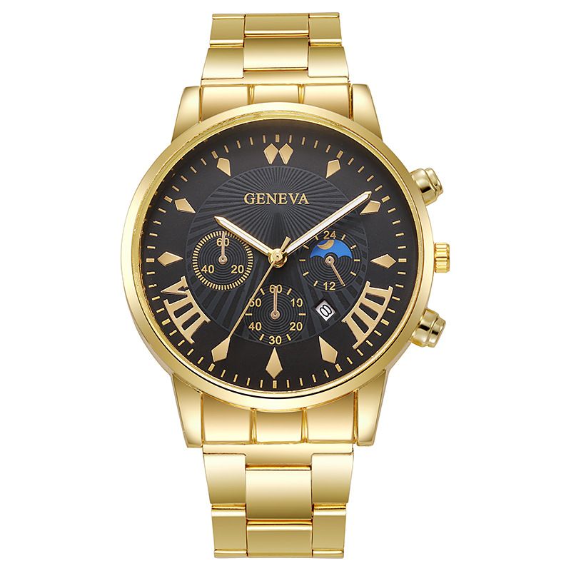 Calendar steel band watch men's large dial quartz watch men's watch foreign trade men's watch