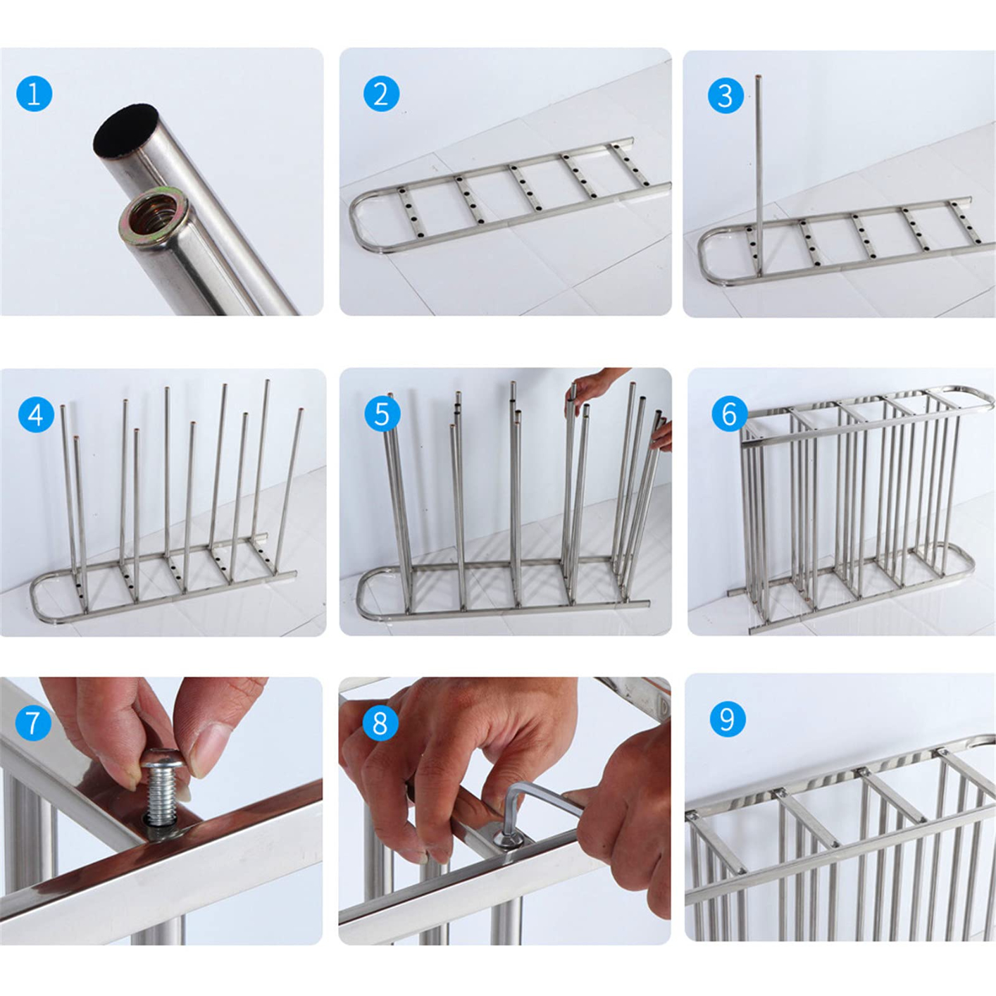XJ776 Stainless Steel Shoe Rack, Sturdy Durable Multi-Layer Metal Shoe Shelves, Silver Shoes Storage Stands for Hallway Corridor Living Room Bedroom Bathroom