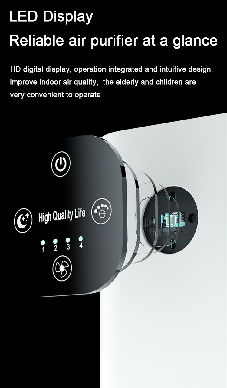AP-2008 Air Purifier For Home Protable HEPA & Carbon Filters Negative Ion Smart Control Panel Efficient Purifying Air Cleaner