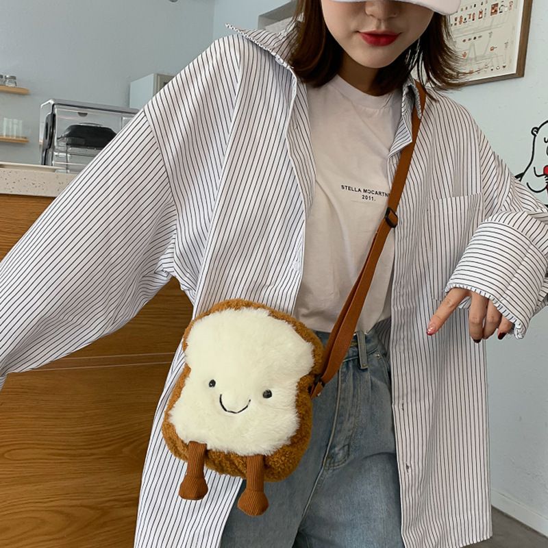 2009 Cartoon Toast Vivid Soft Baby Sling Bag Plush Coin Purses for Kids