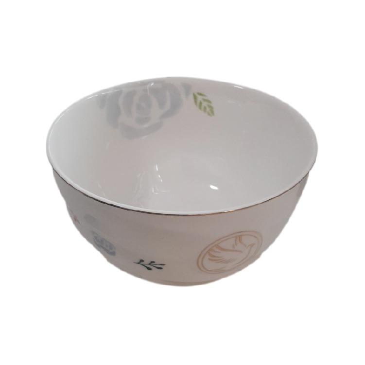 Ceramic Porcelain Japanese Pottery Small Soup / Cereal Bowl Pasadena Rose Flower Design - TC-127