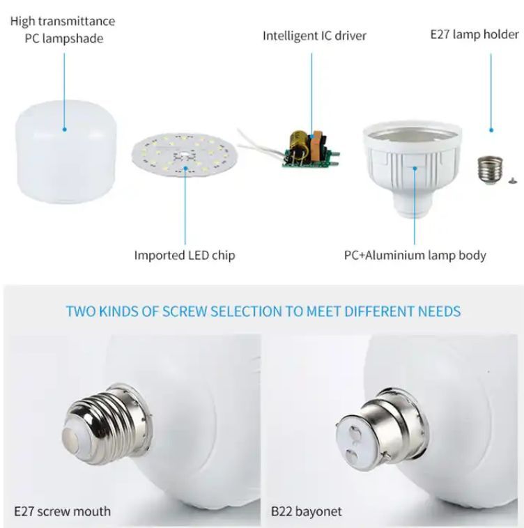 15 WATT LED Bulb - Energy saving light - Efficient power usage - B22 Base Bulb Light - Emitting Color: Cold white - E 22 PIN Base holder type