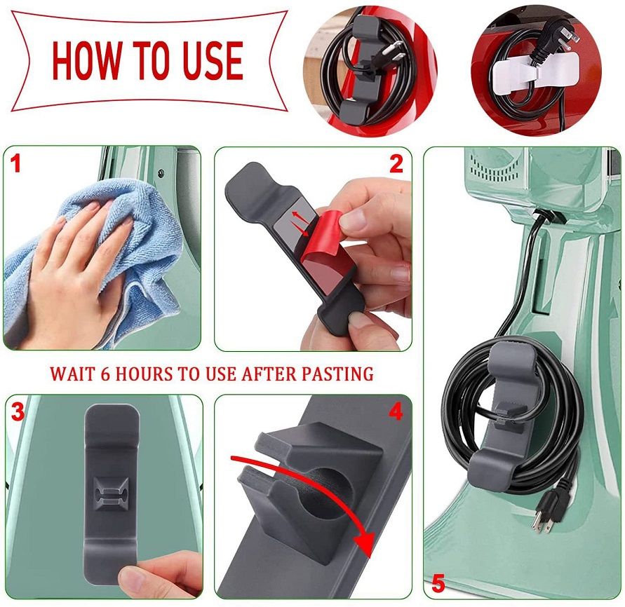 Cable Management Clip Household Wire Fix Holder, Power Cord Winder Organizer Clamp for Kitchen Electrical Cable Arrangement
