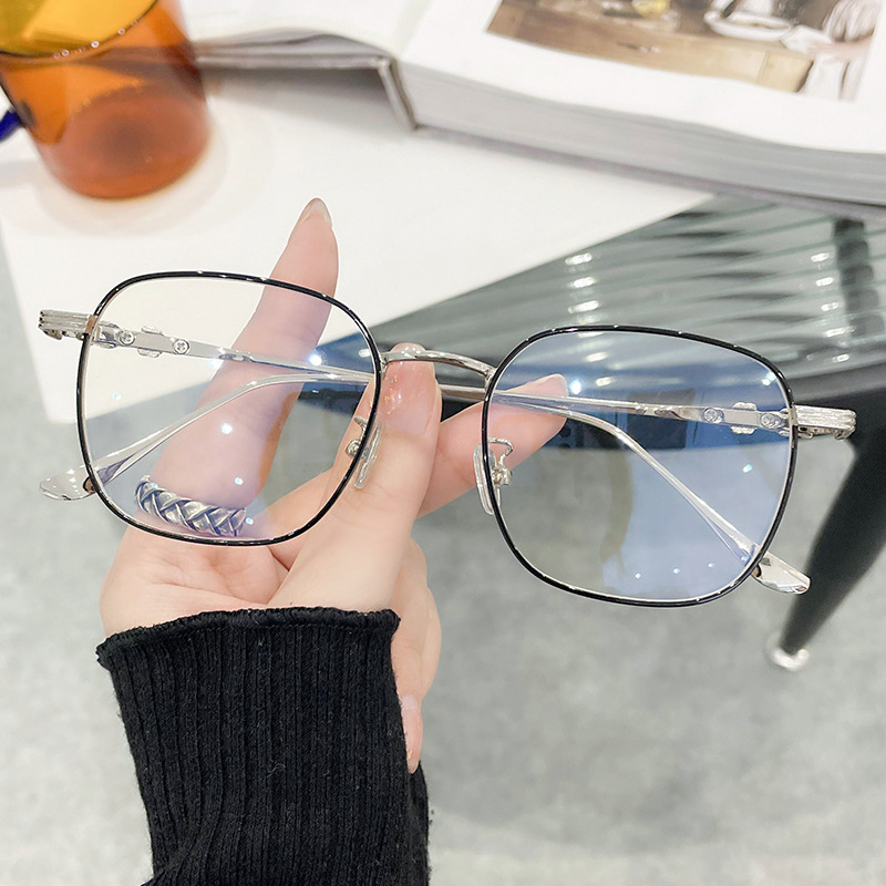 8804 Anti-Blue Light Flat Eyeglasses Business Metal Glasses Gold Wire Edge Trend Unisex Women's Men's Square Frame Glasses
