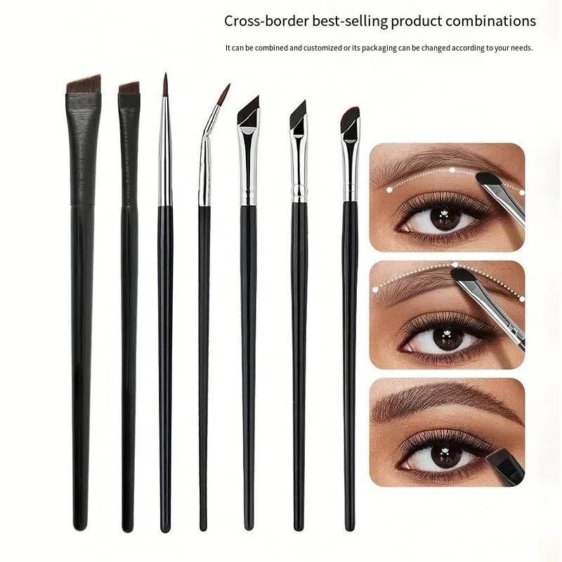 8Pcs Professional Eye Makeup Brush Set Ultra Soft Fluffy Hair Sickle Eyeliner Bevel Blade Detail Brush Precision Eyeshadow Blending Brush Portable Beauty Cosmetic Tools