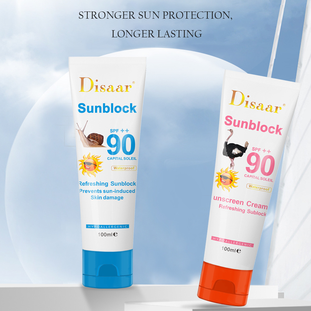 SPF 90 Face and Body Sunscreen Cream Moisturizing Refreshing Not Greasy Sun Screen Light Breathable UV Protection Skin Cream 100ml
