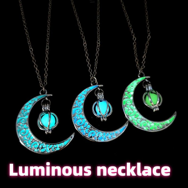 Nightlight Moon Pumpkin Pendant Necklace CRRSHOP Luminous necklace accessories free shipping Holiday gifts