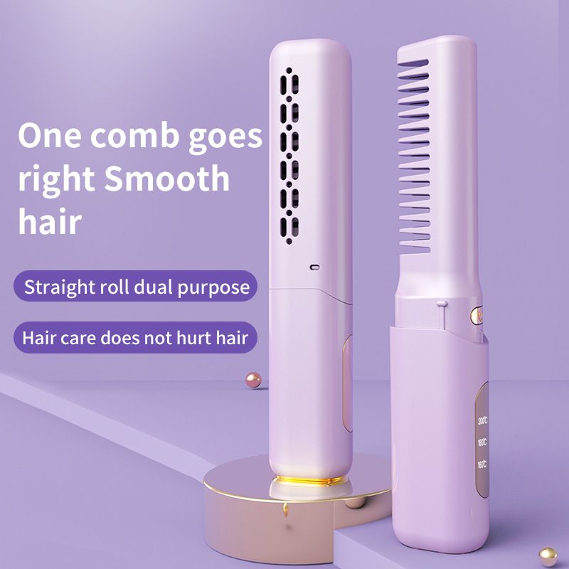Hairstyle Straight comb mini portable curling stick CRRSHOP Dual use of dry and wet Charging straight hair comb straight hair clip