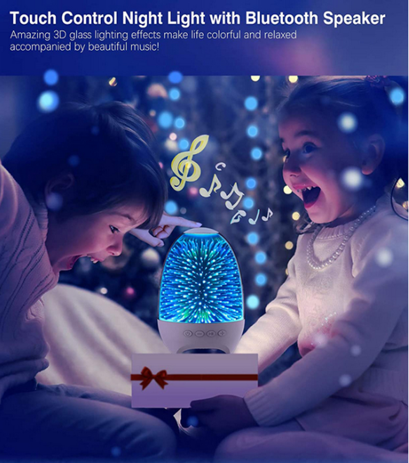 LAGPOUSI Night Light Bluetooth Speaker, 3D Glass Touch Control Bedside Table Lamp 7-Color LED Portable Wireless Speakers, Kids Night Light with Bluetooth Speaker, 3 Brightness Levels, Color Changing RGB, Adjustable Bedside Lamps with Touch Control for BedroomRechargeable Table Lamp, Best Gift for Adult, Teens, Kids, Boys and Girls