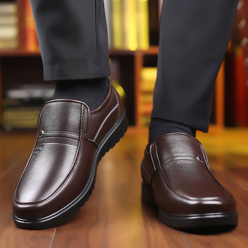 【Genuine Cow Leather】Men Classic Leather Shoes For Wedding Business Man Loafers Male Business Dress Footwears Of Black Brown