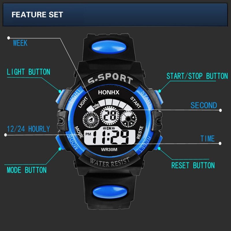 Wrist Watch Time Date Week Sports Watch alarm noctilucent multi functional electronic watch 