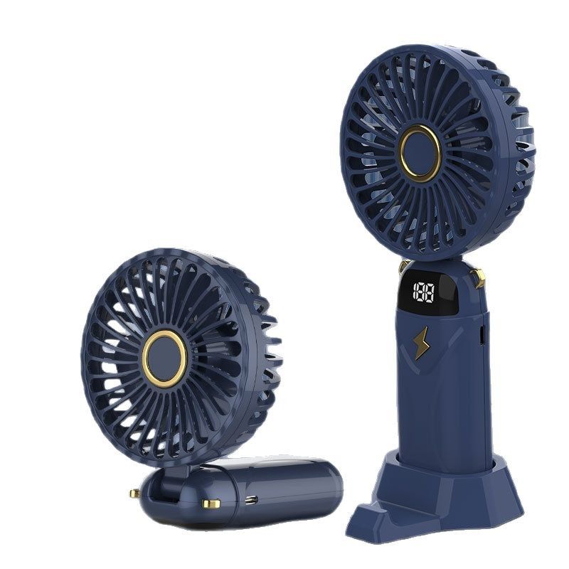 Ultra-Portable 3-in-1 Foldable USB Rechargeable Handheld & Desktop Fan with Digital Display for Tropical Climates  
