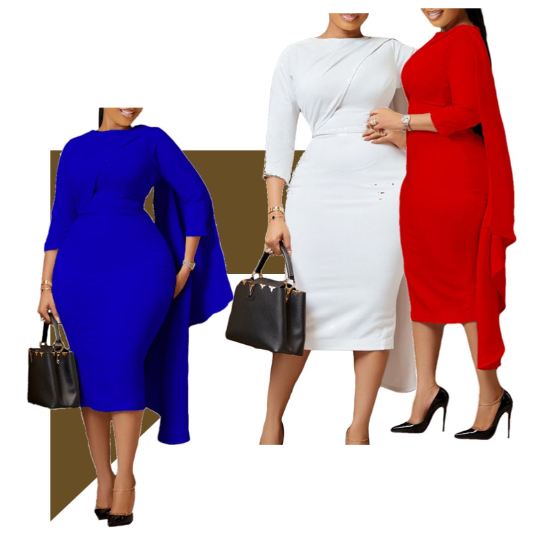 Solid color small shawl hip dress office church meeting dinner party party dinner lady ladies woman women dress skirt long sleeve