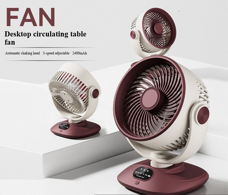 - 2026 New Rechargeable Oscillating USB Desktop Fan Small Portable Circulation Fan for Dorm Home Daily Use