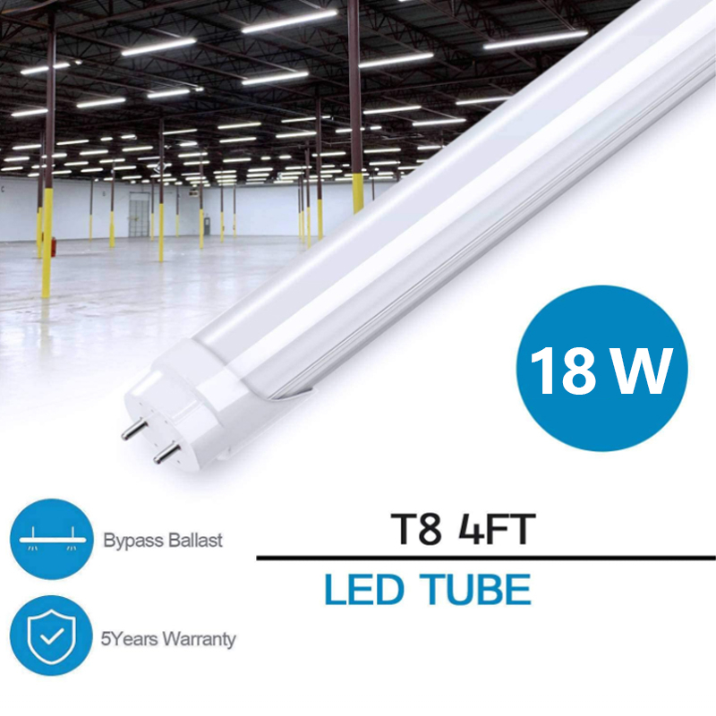 AUNONT 1.2M Lighting 4FT T8 LED tube, 14 watts, 6000K, 2400 lumens, dual-ended power supply, ballast bypass, frosted housing, replacement parts for T8 T10 T12 fluorescent bulbs