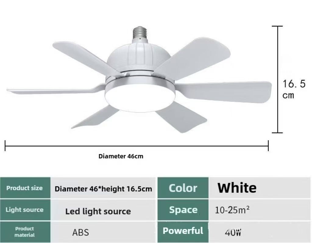 18" Socket Ceiling Fan 40W Light with Remote Control, E27 Based Easy install,LED Ceiling Fan with 3 Color Lights, Adjustable Color Temperature 3000K-6500K 