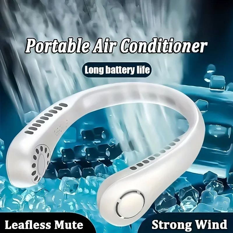 308 New Mini Neck Fan Portable Bladeless Hanging Neck Rechargeable Air Cooler 3 Speed Mini Summer Sports Fans