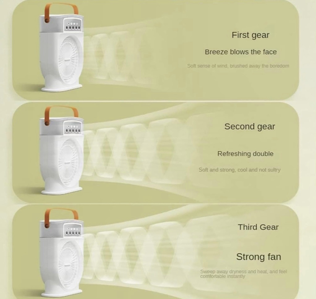 Potable Ice Mist Fan, Polaire Mist Fan, Rechargeable Desktop Mini Misting Fan with 7 Colors Light, Portable Air Cooler, Three Wind Speeds, Timer, for Home, Office 