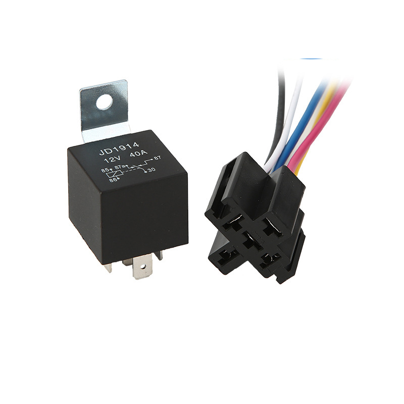 10pcs JD1914/JD1912 12V-24V 40A four-legged five-legged iron back relay with socket car relay