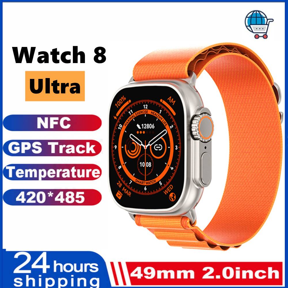 NEW U8 Ultra Smart Watch Ultra Series 8 NFC 49MM Men Women Smartwatch Bluetooth Call Waterproof Wireless Charging HD Screen for Apple