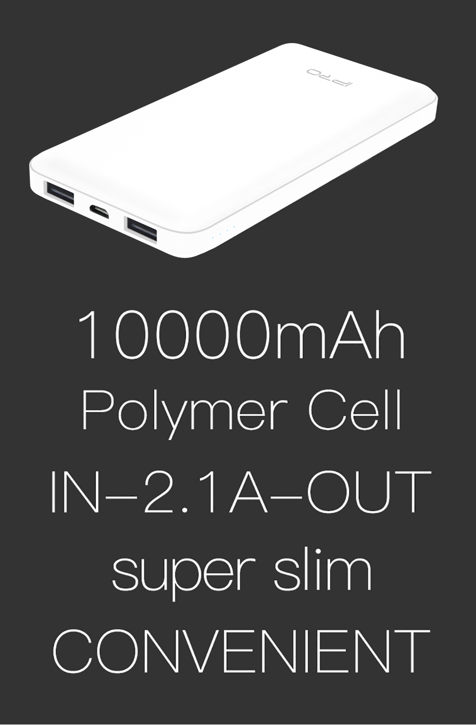 IPRO PB10 Power Bank 10000mAh with 1 Micro 2 USB Interface External Charging For Smart Mobile Phone Laptops Iphone Samsung Xiaomi Infinix Battery Charger Outside