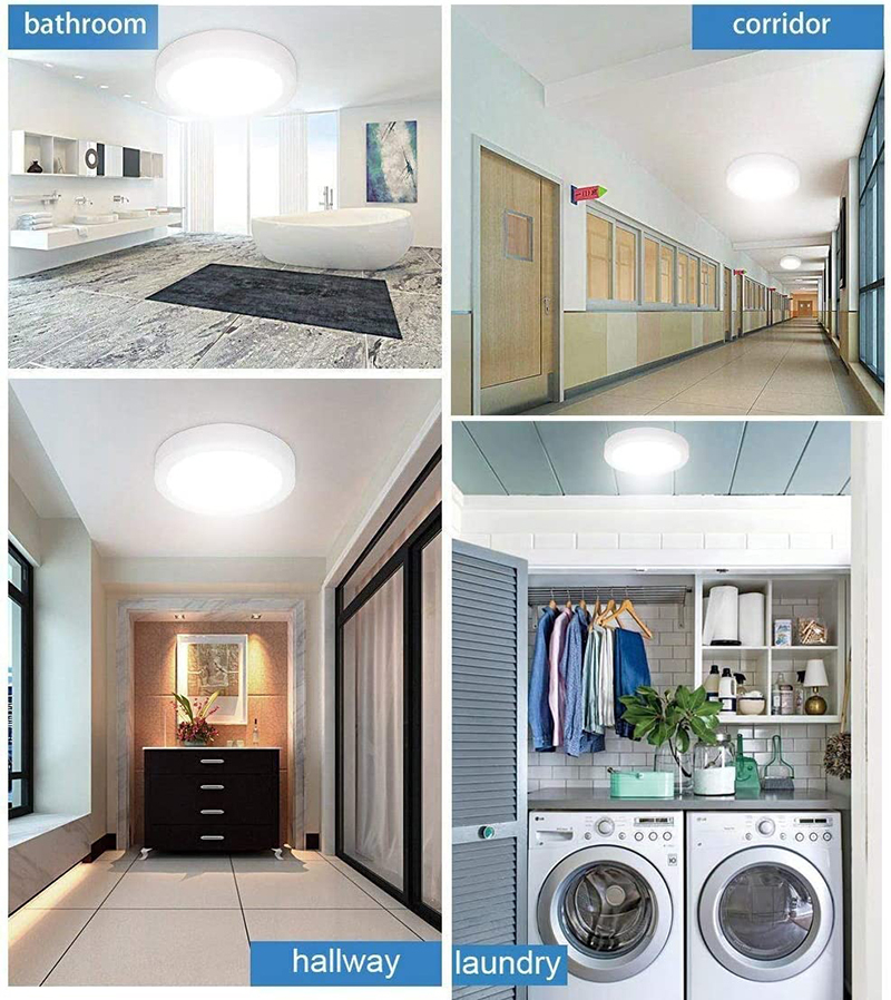 Leopard Cat LED Recessed Mount Panel Ceiling Light Fixtures - 6W 12W 18W 24W Tri-Color Dimming Flat Circular Surface Mount Downlight for Closet/Corridor/Staircase/Kitchen/Basement Lighting